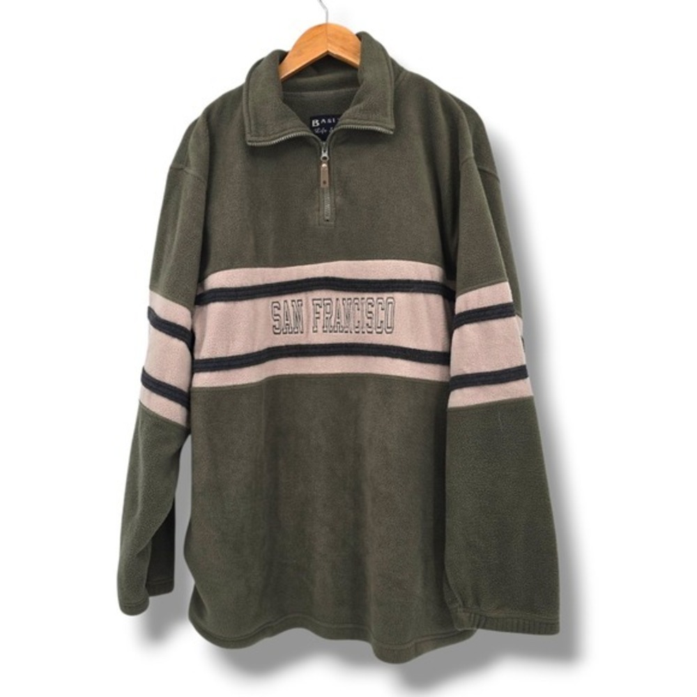 BASIX‎ Life Style San Francisco Fleece Quarter Zip Pullover Sweater Mens